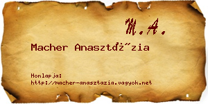 Macher Anasztázia névjegykártya